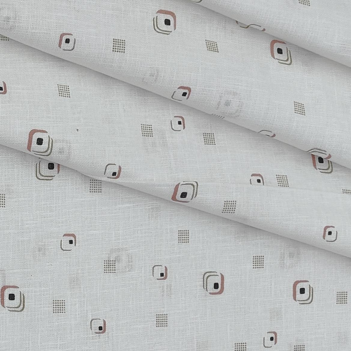 Shirt Fabric ManTire 100% Cotton Premium Linen Look Printed Colour Brown N White